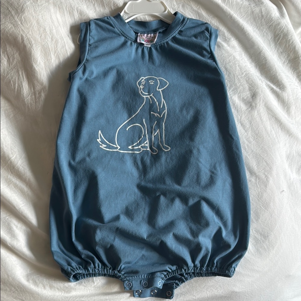 The Smocking Place Blue Dog Print Kids romper